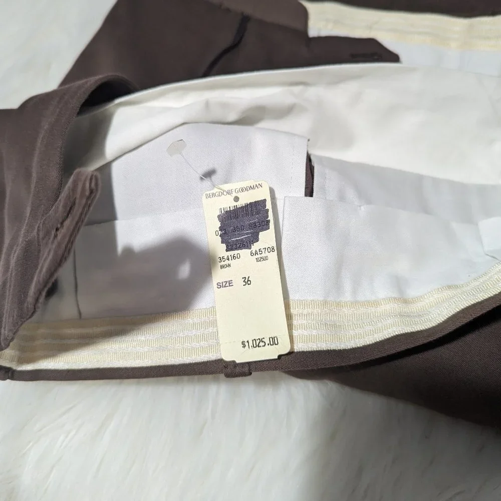 Kiton Cotton Wool Blend Brown Dress Pants